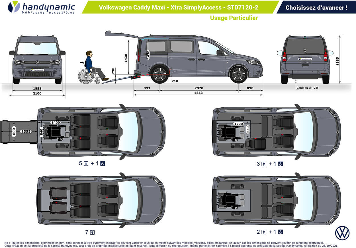 Schéma d'implantation du Volkswagen Caddy Maxi Xtra Triflex