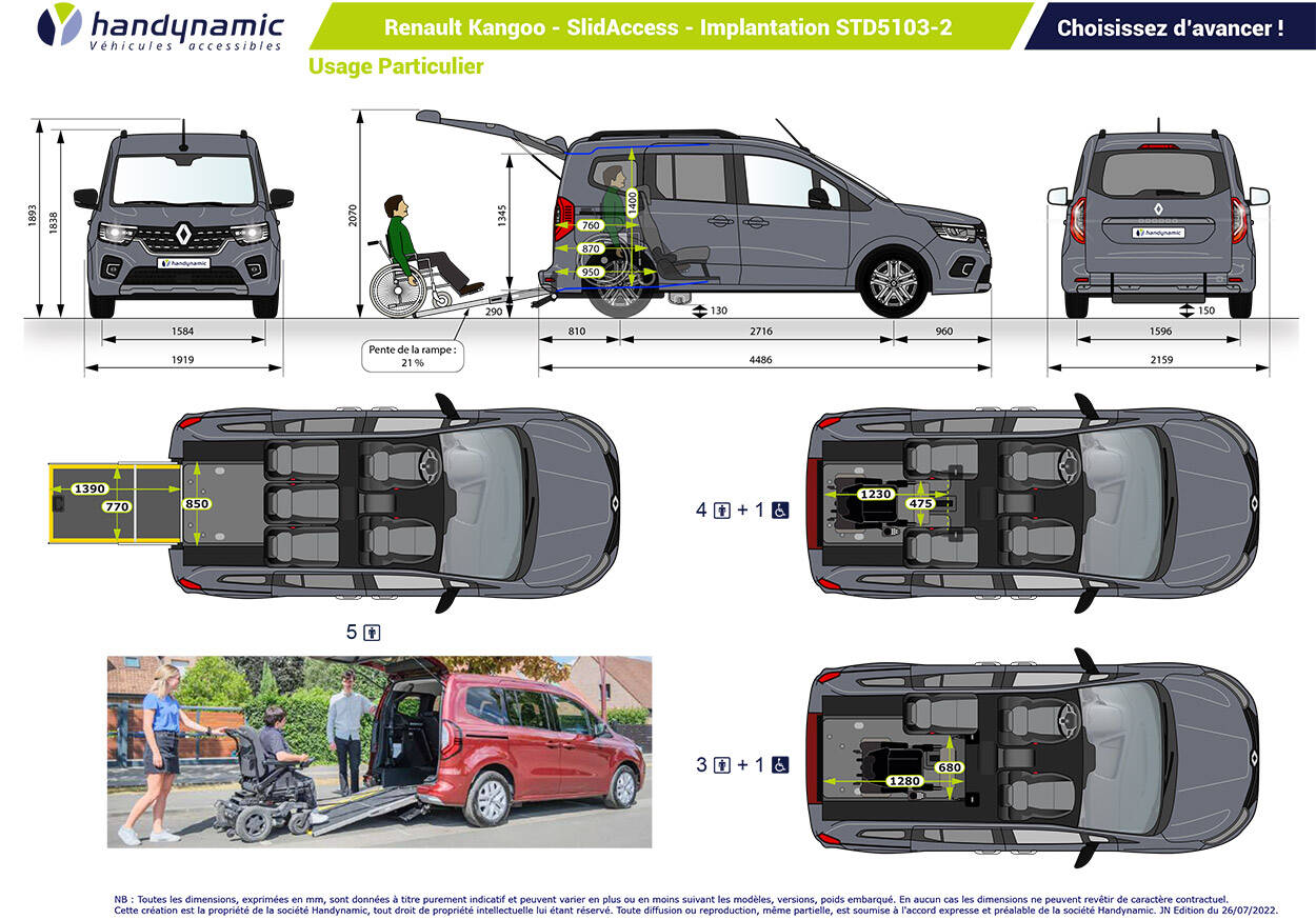 Schéma d'implantation du Renault Kangoo SlidAccess