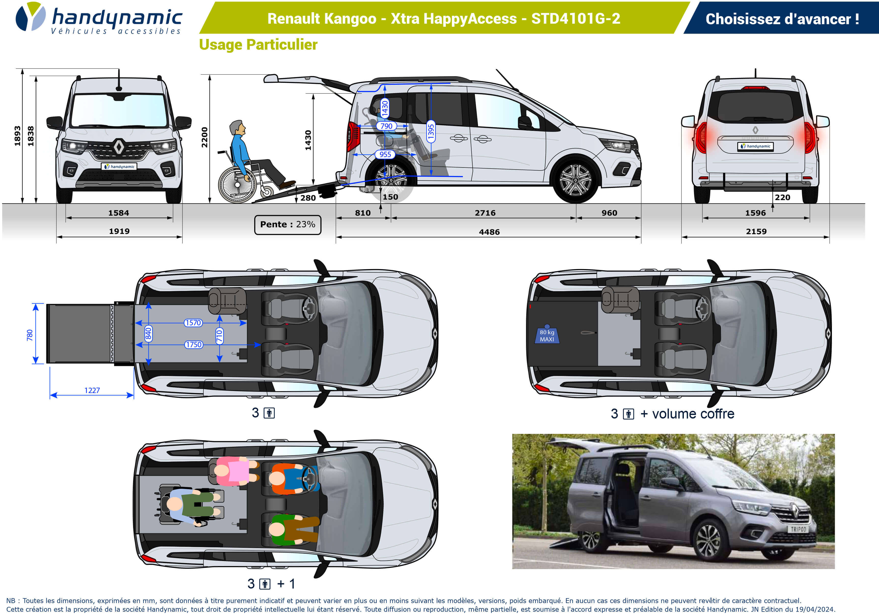 Schéma d'implantation du Renault Kangoo Xtra HappyAccess en STD4101G-2