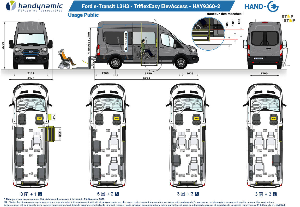 Schéma d'implantation Ford E-Transit L3H3 TPMR Triflex Easy ElevAccess