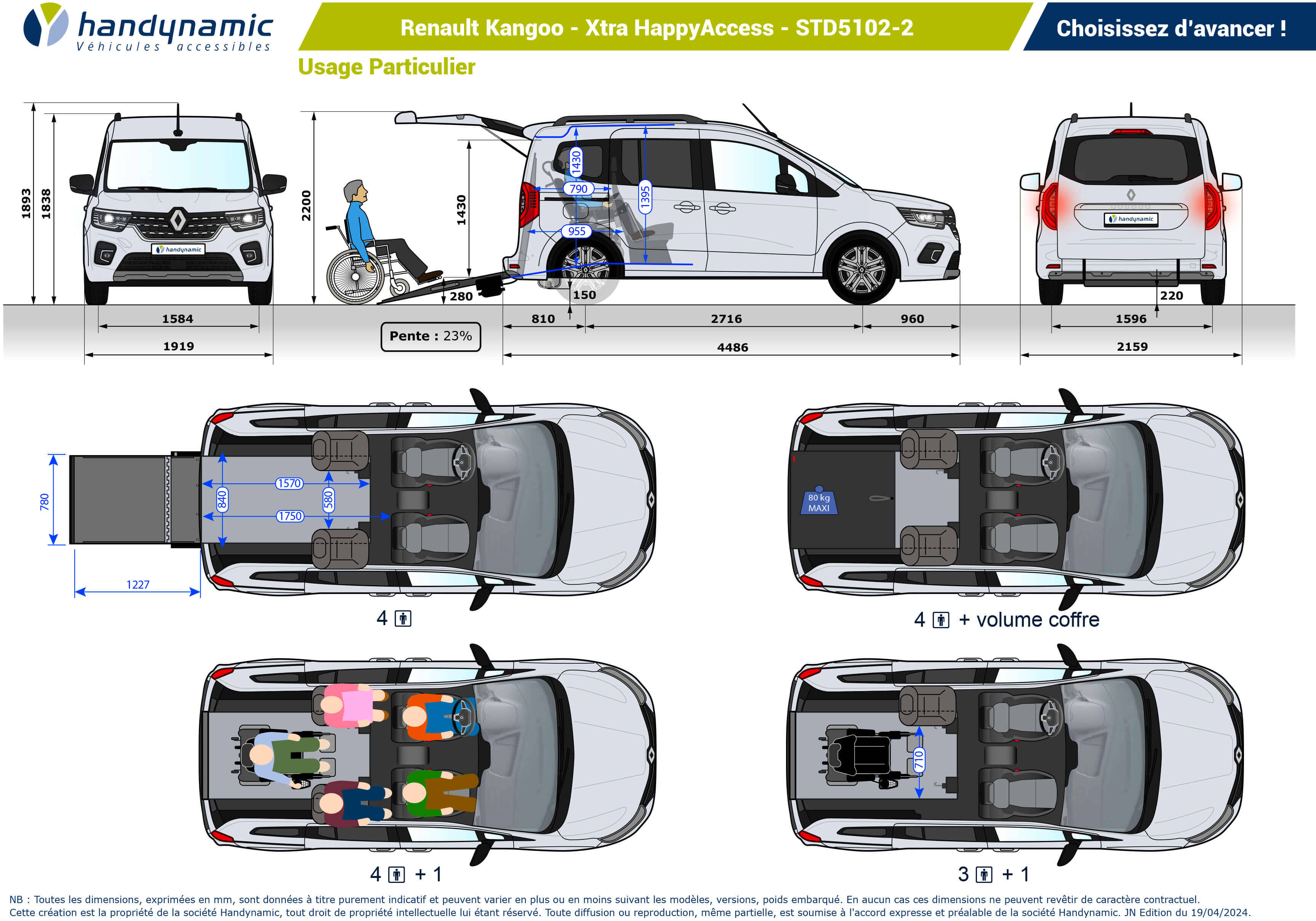 Schéma d'implantation du Renault Kangoo Xtra HappyAccess en STD5102-2