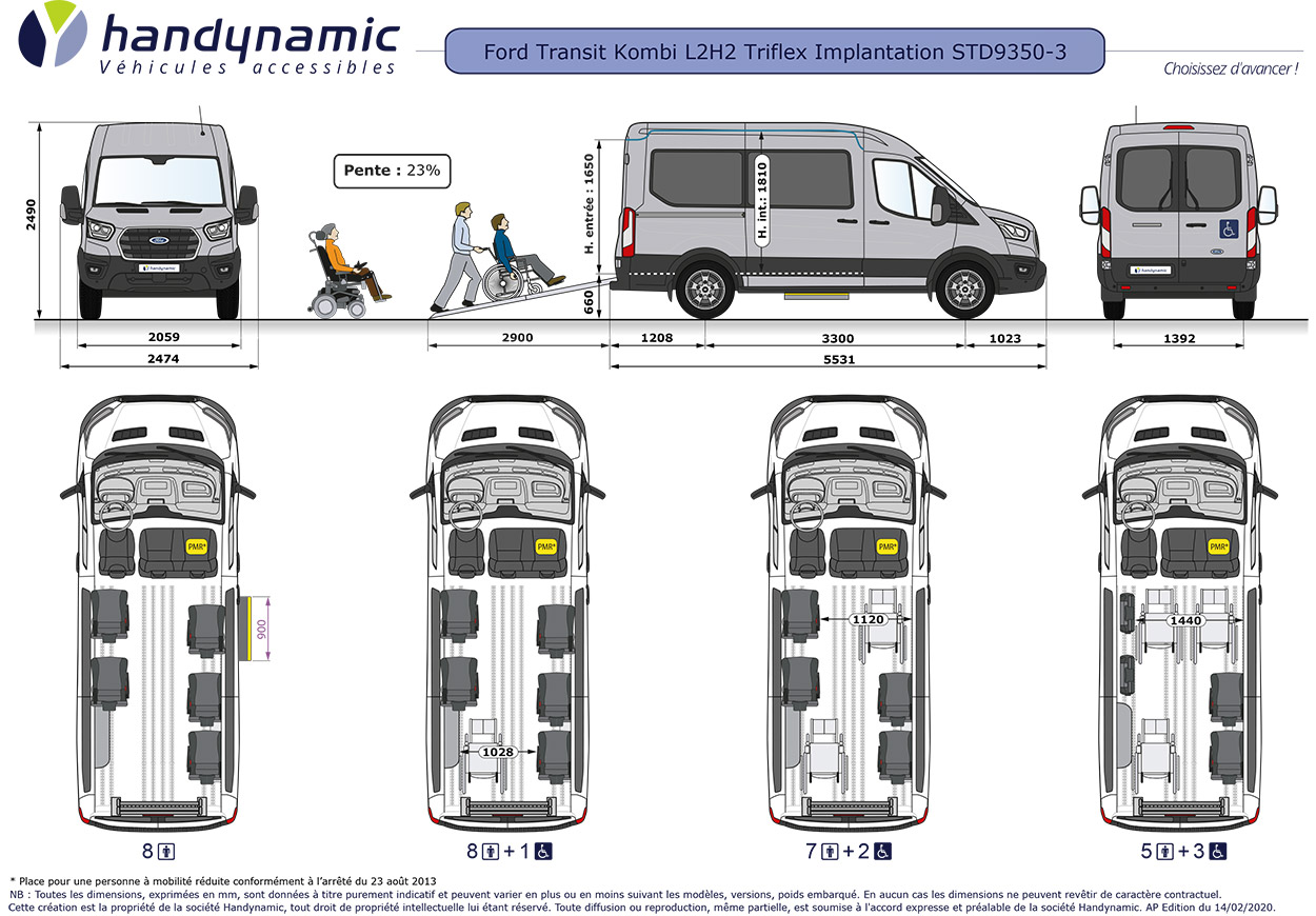 Schéma d&#039;implantation du Ford Transit Kombi Triflex SimplyAccess